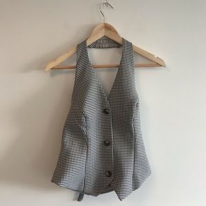 Houndstooth Halter Vest Top